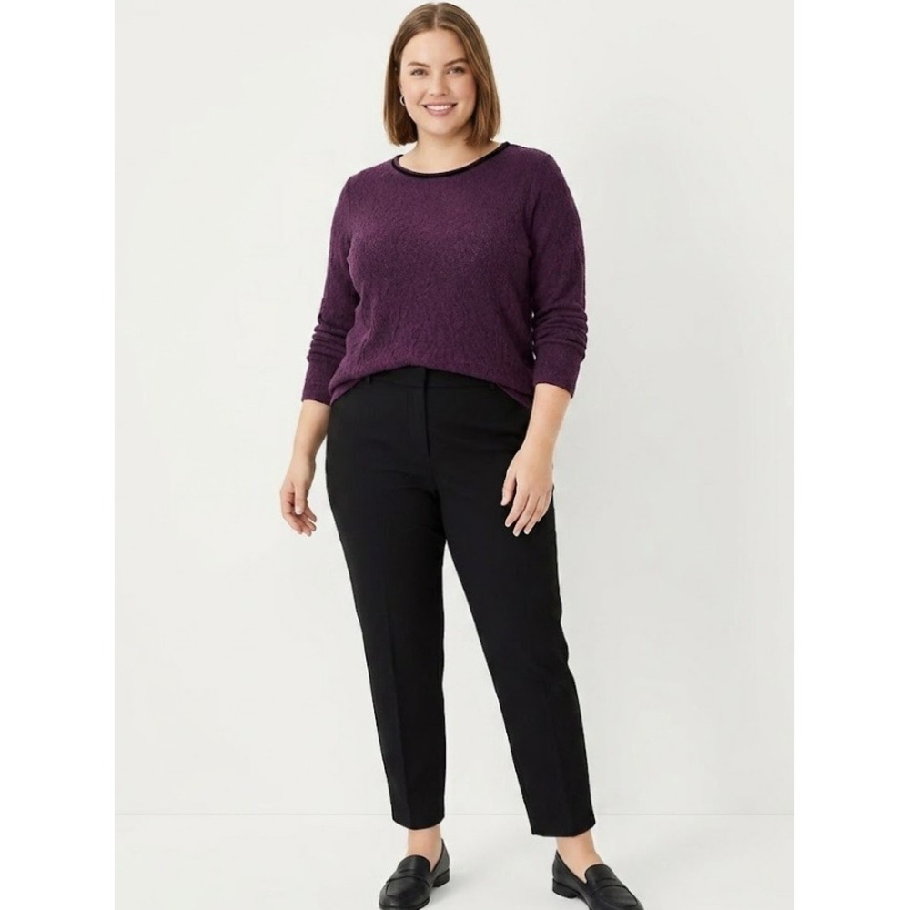 New LOFT size XL Purple Stretch Knit Tie Back Long Sleeve Top Office Career